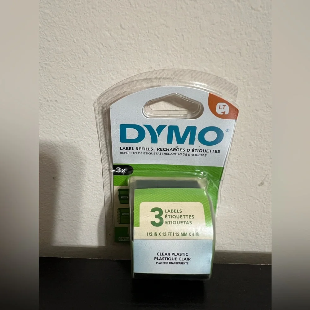 Dymo Label Refills 1/2 in X 13ft, 12MM X 4M, 3 Pack, Clear Plastic